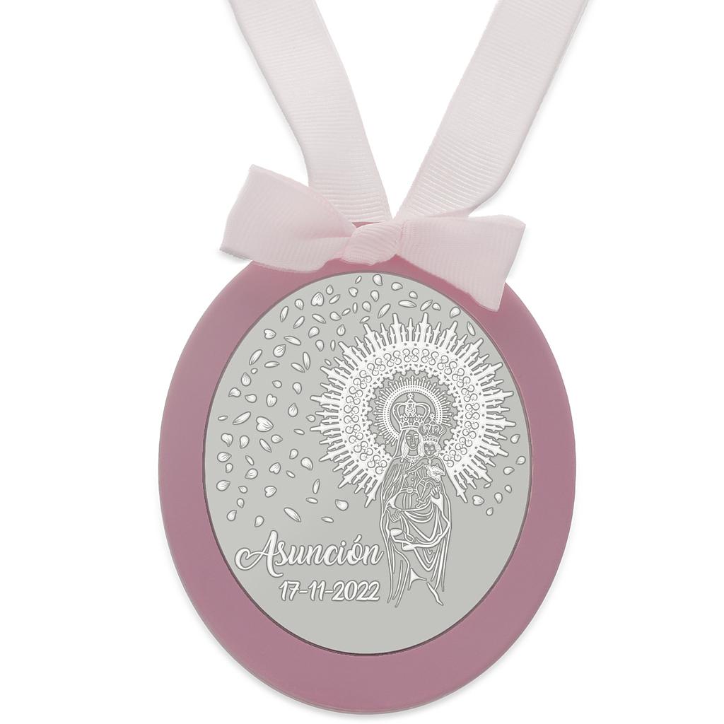 Medalla cuna plata 925mm ovalada virgen del pilar