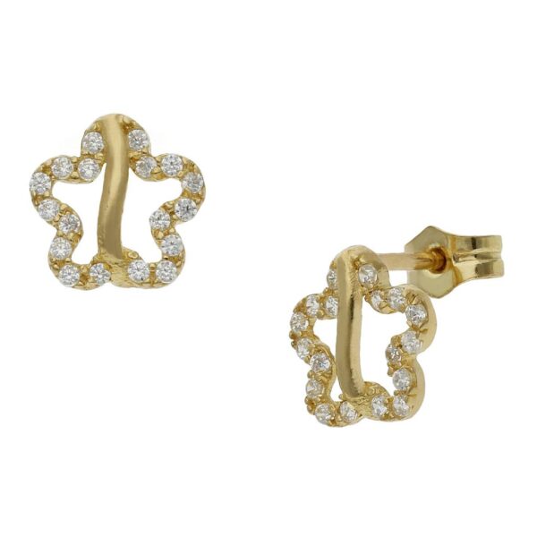Pendientes oro 18kl flores circonitas