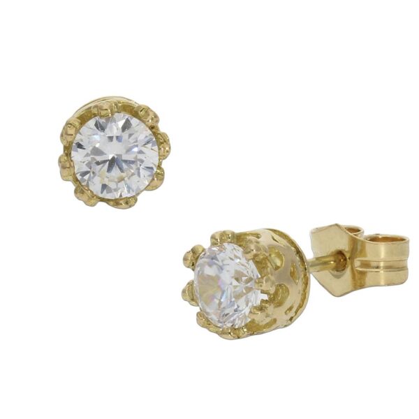 Pendientes oro 18kl corona circonita - 5.50mm