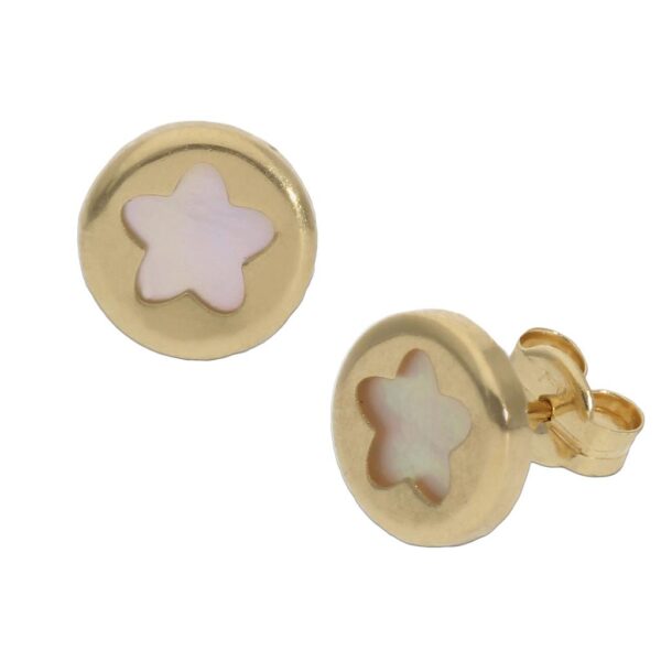 Pendientes oro 18kl estrella nacar - 8mm