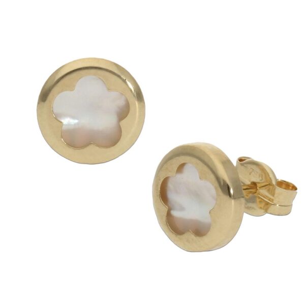 Pendientes oro 18kl flor nacar - 8mm