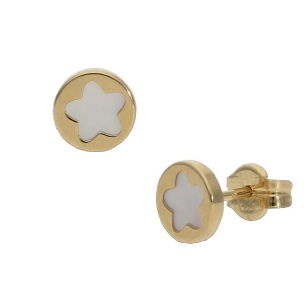 Pendientes oro 18kl estrella nacar - 6mm