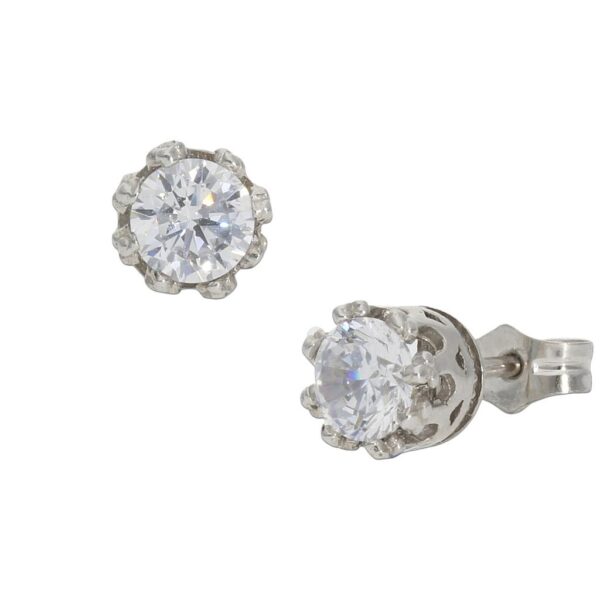 Pendientes oro blanco 18kl corona - 5.50mm