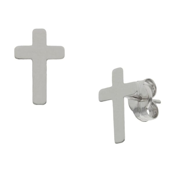 Pendientes oro blanco 18kl cruz