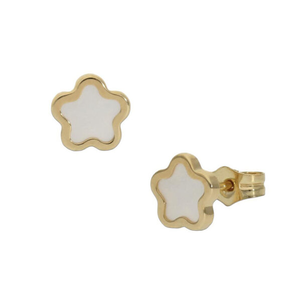 Pendientes oro 18kl flor nacar - 5.50mm