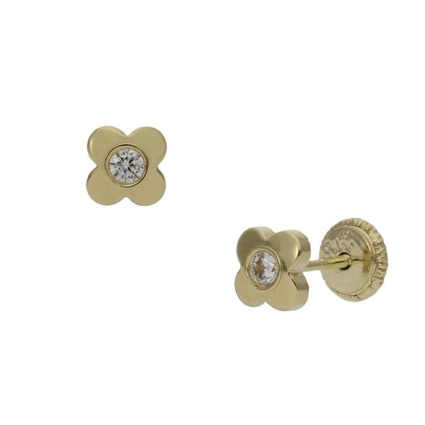 Pendientes oro 18kl flor circonitas - 5mm