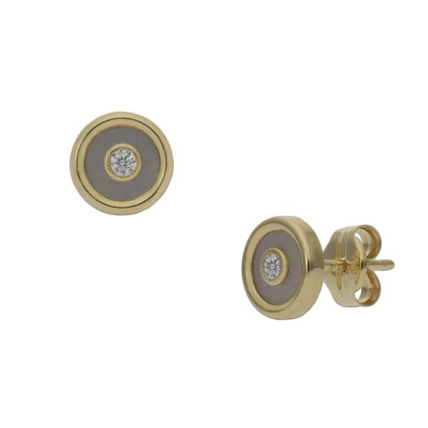 Pendientes oro 18kl redondos + nacar