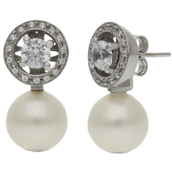 Pendientes oro blanco 18kl - 3 en 1 p.cultivadas