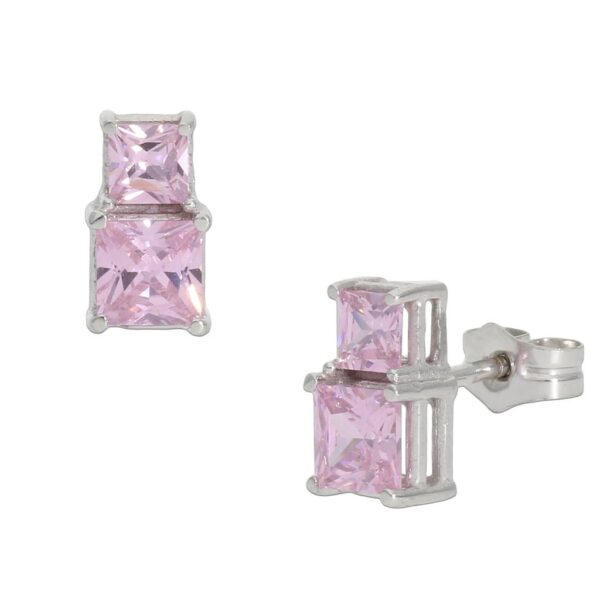 Pendientes oro blanco 18kl rosa