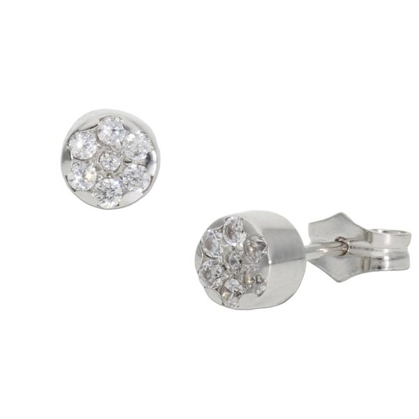 Pendientes oro blanco 18kl circonitas - 5mm