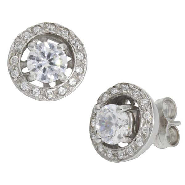 Pendientes oro blanco 18kl - 2 en 1circonitas