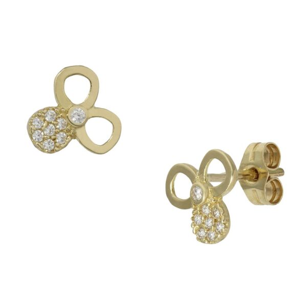 Pendientes oro 18kl trebol circonitas
