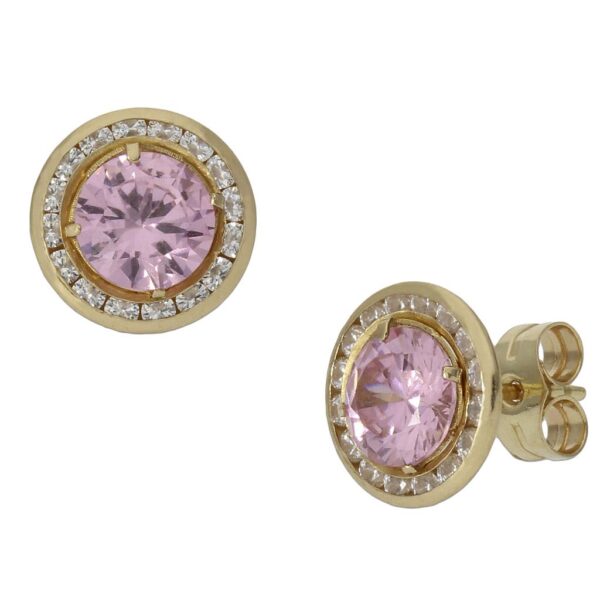 Pendientes oro 18kl rosa + circonitas - 9.50mm