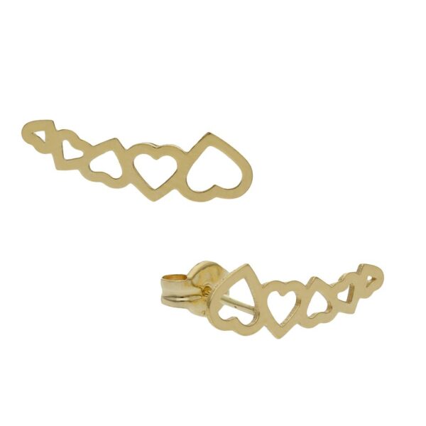 Pendientes oro 18kl trepadores corazones