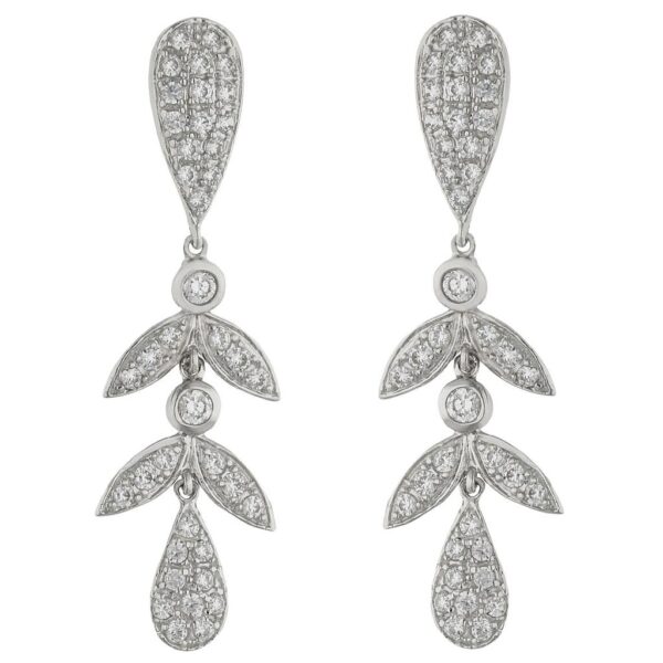 Pendientes oro blanco 18kl circonitas - 7x45mm