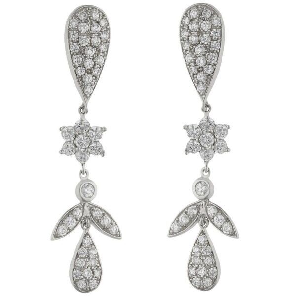 Pendientes oro blanco 18kl circonitas - 8x48mm