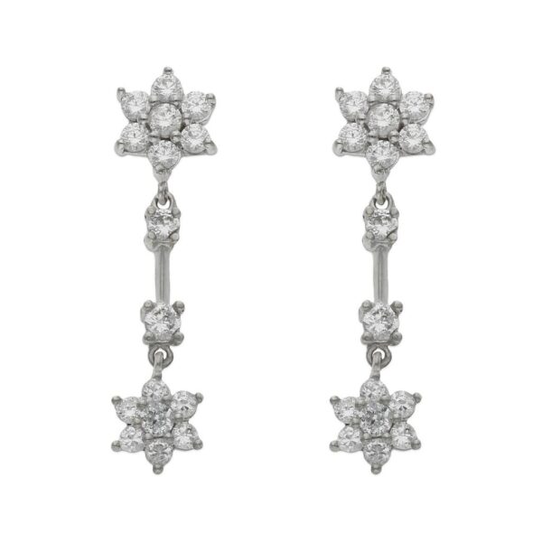 Pendientes oro blanco 18kl circonitas - 8x32mm