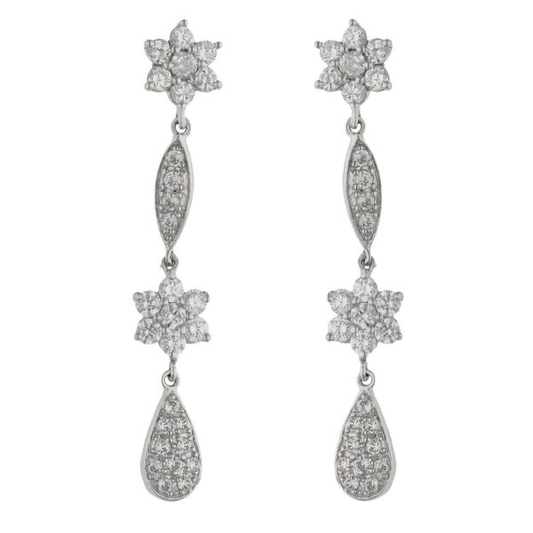 Pendientes oro blanco 18kl circonitas - 8x46mm