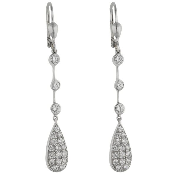 Pendientes oro blanco 18kl circonitas - 7x50mm
