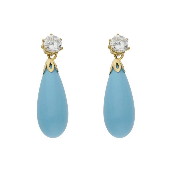 Pendientes oro 18kl turquesa sintetica