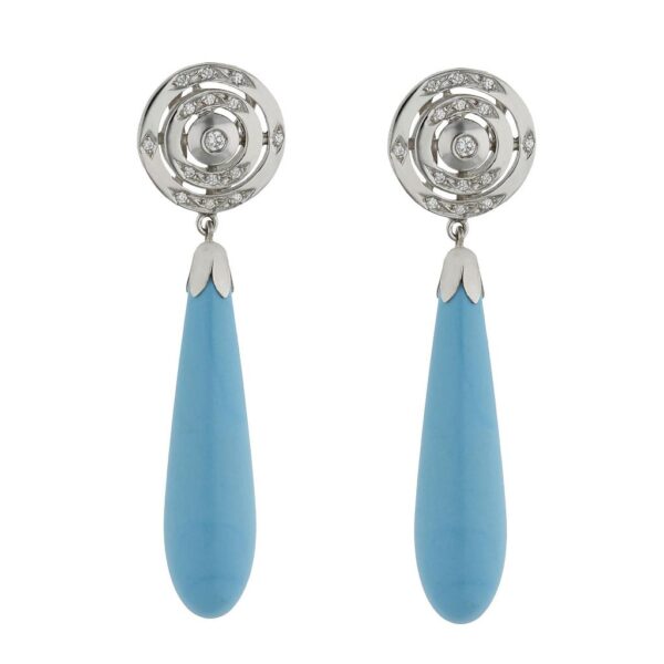 Pendientes oro 18kl turquesa sintetica