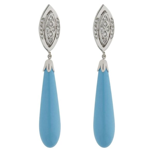 Pendientes oro 18kl turquesa sintetica
