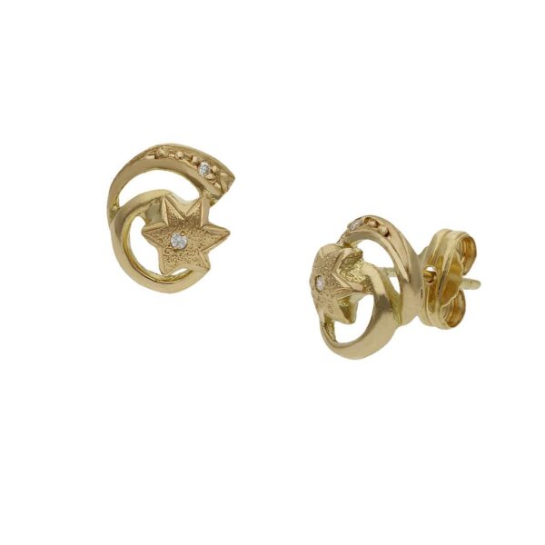 Pendientes oro 18kl estrellas circonitas - 8x9mm