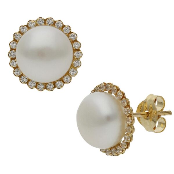 Pendientes oro 18kl perlas chinas - 10mm