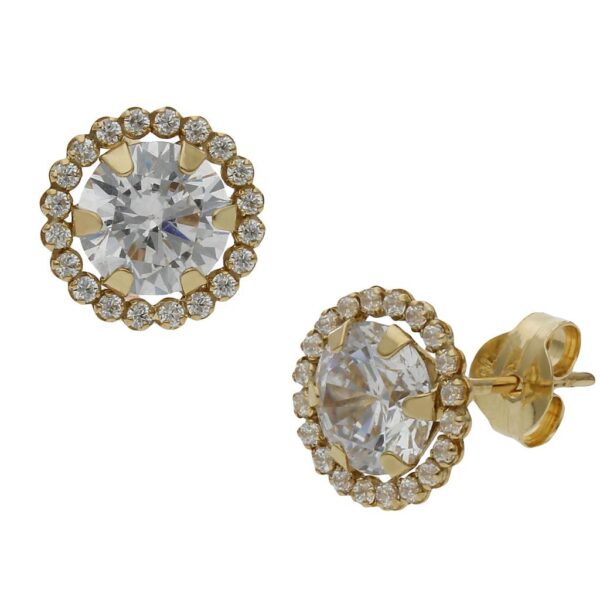 Pendientes oro 18kl circonitas - 9mm