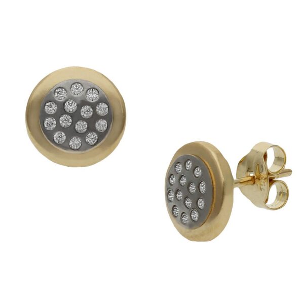 Pendientes oro 18kl bicolor redondos - 8mm
