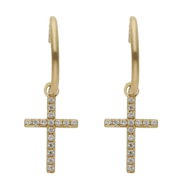 Aros oro 18kl cruz circonitas - 5.50mm