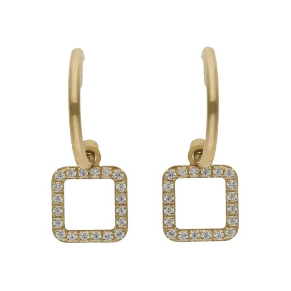 Aros oro 18kl cuadrado circonitas - 5.50mm