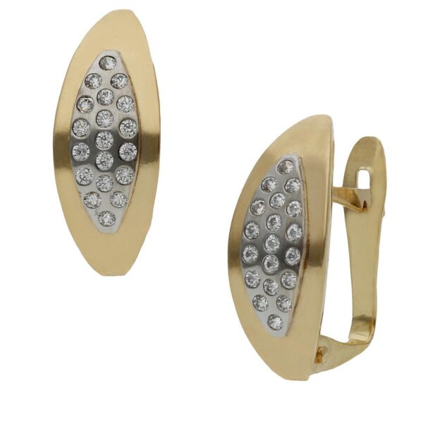 Pendientes oro 18kl bicolor circonitas - 6x14mm