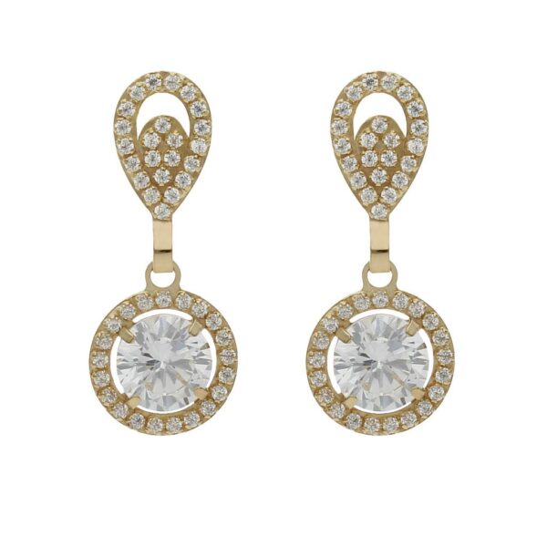 Pendientes oro 18kl circonitas - 9x22mm