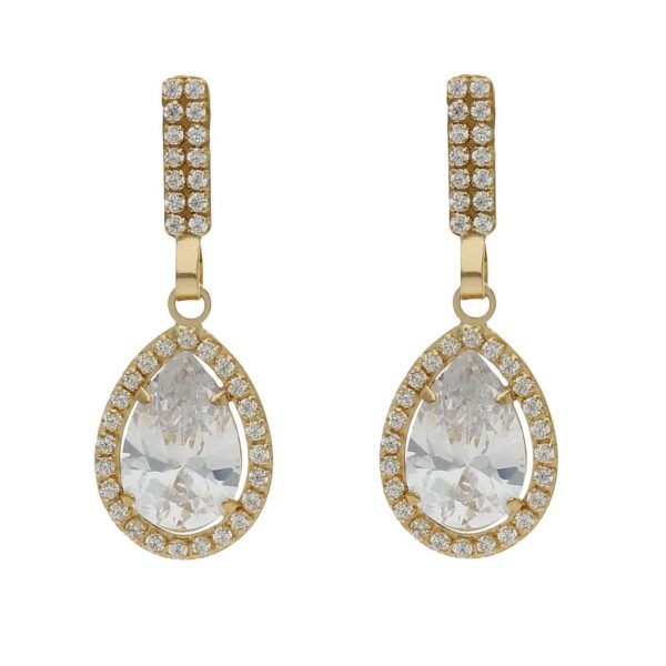 Pendientes oro 18kl circonitas - 9x25mm