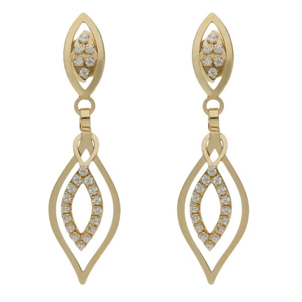 Pendientes oro 18kl circonitas - 8x30mm