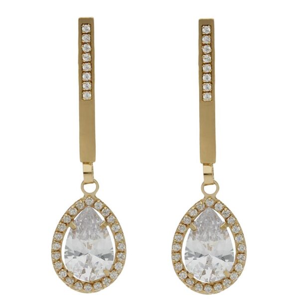 Pendientes oro 18kl circonitas - 9x35mm