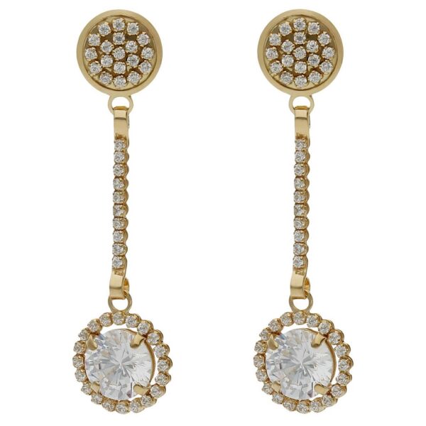 Pendientes oro 18kl circonitas - 9x35mm