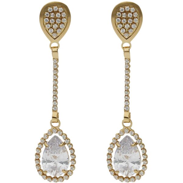 Pendientes oro 18kl circonitas - 9x39mm