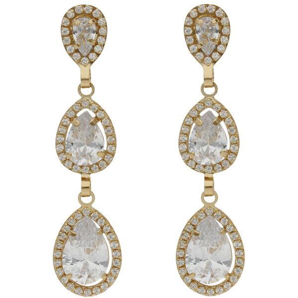 Pendientes oro 18kl circonitas - 9x39mm