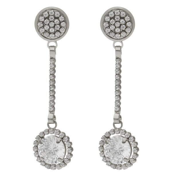 Pendientes oro blanco 18kl circonitas - 9x35mm