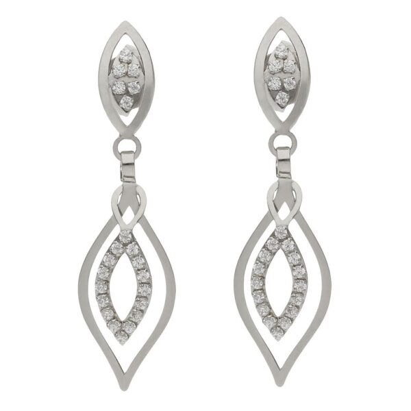 Pendientes oro blanco 18kl circonitas - 8x30mm