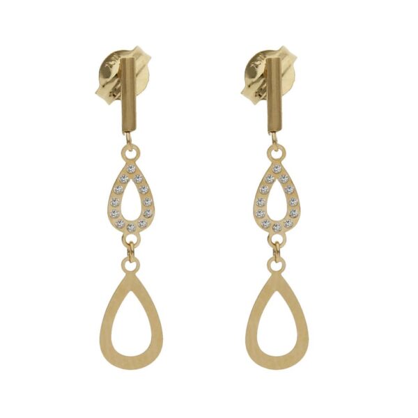 Pendientes oro 18kl circonitas - 5x22mm