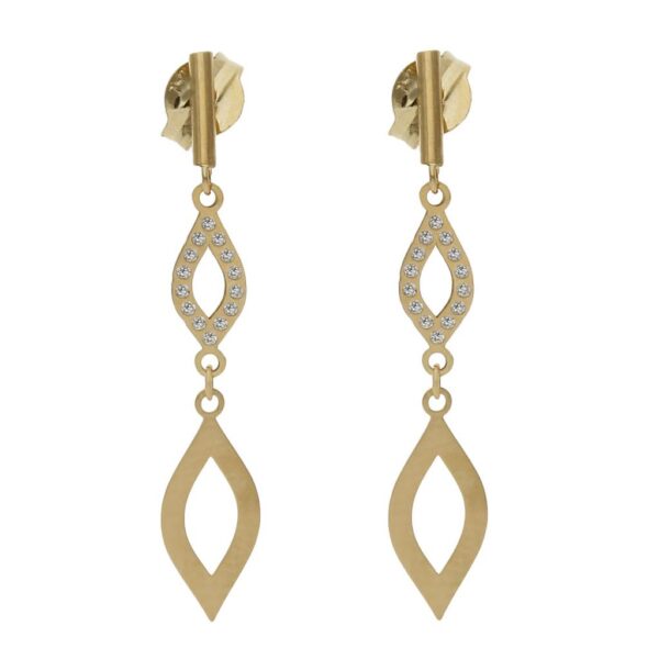 Pendientes oro 18kl circonitas - 5x30mm