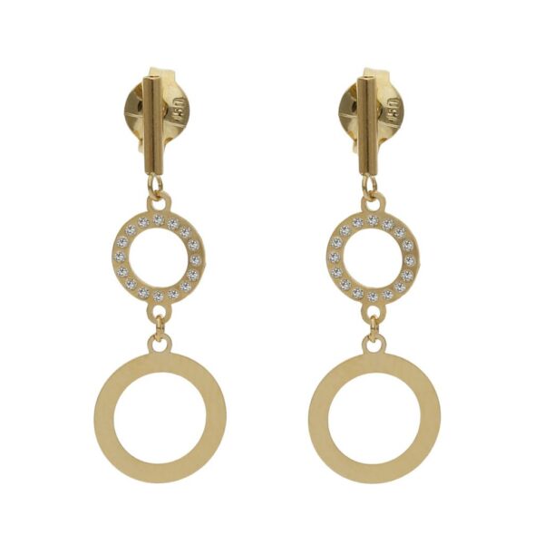 Pendientes oro 18kl circonitas - 8x24mm