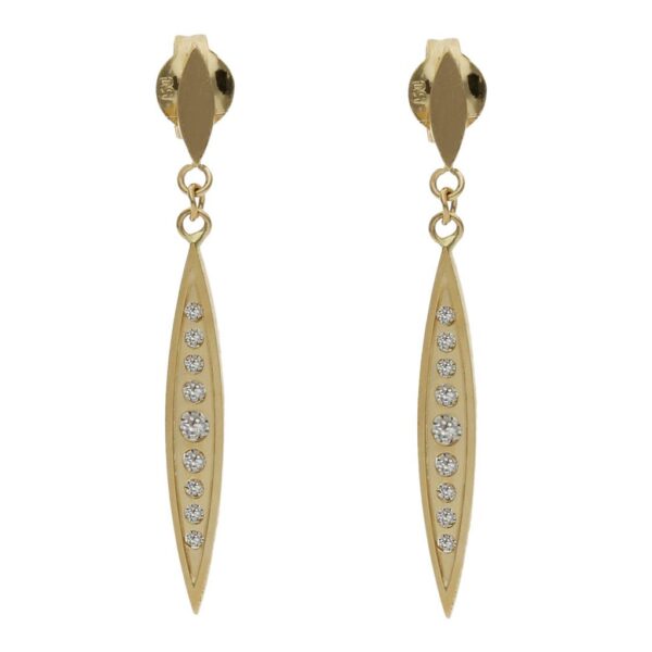 Pendientes oro 18kl circonitas - 3x30mm