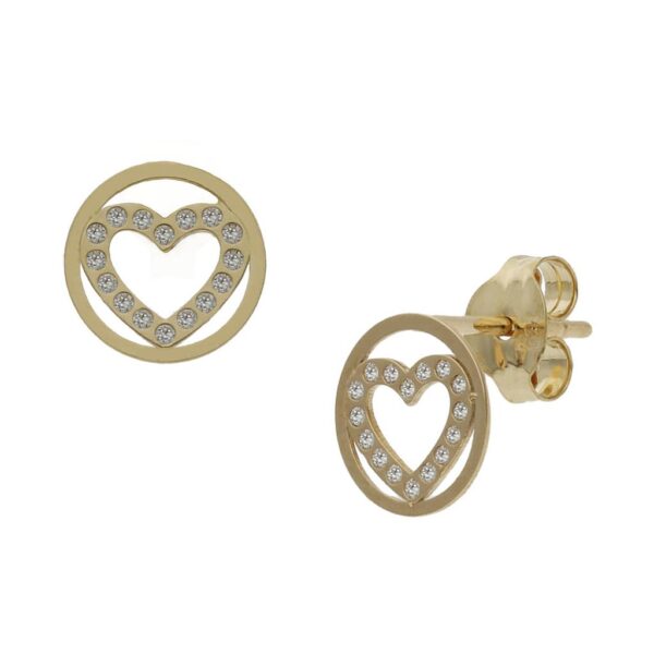 Pendientes oro 18kl corazon circonitas - 7mm