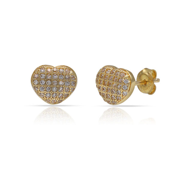 Pendientes oro 18kl corazon circonitas