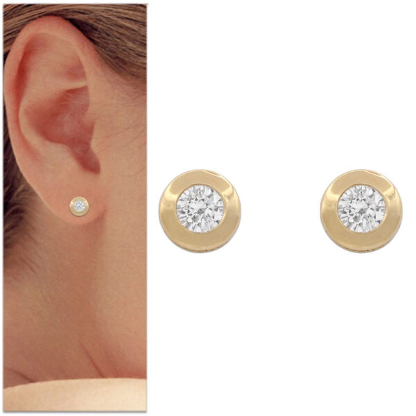 Pendientes oro 18kl chaton - 7mm