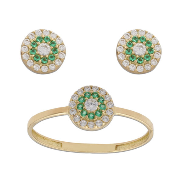 Pendientes oro 18kl circulo - verde